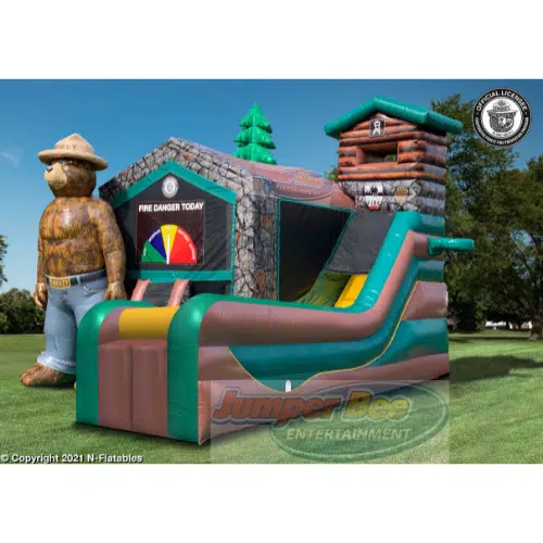 Smokey the Bear inflatable combo slide rental in Dallas Fort Worth