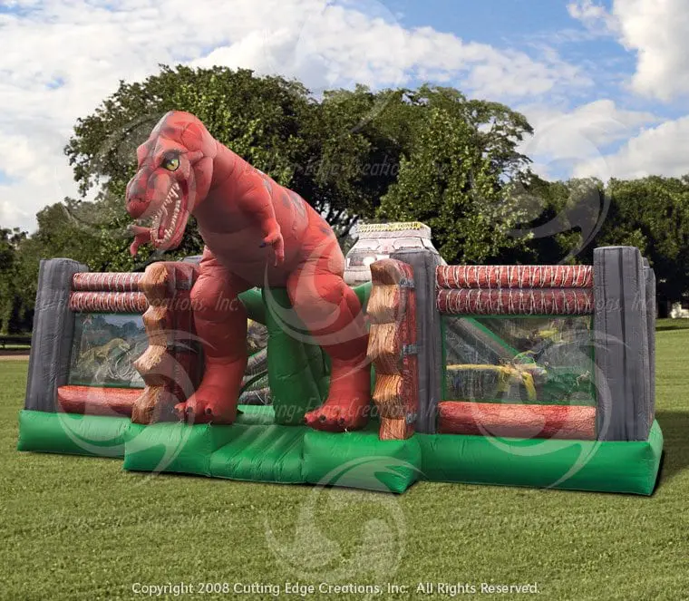 Jurassic zoo themed inflatable and midway games rental at an Allen TX PTA fundraiser