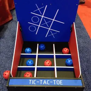 Giant tic-tac-toe and oversized lawn game rental set up for a Dallas Fort Worth outdoor event