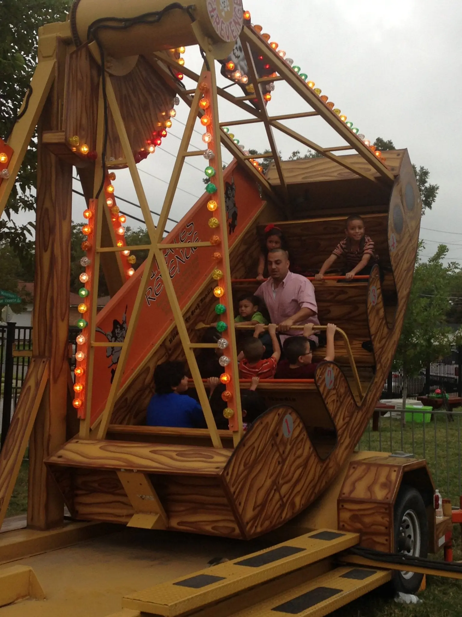 Carnival ride midway staged for a Dallas Fort Worth PTA school fair and spring carnival