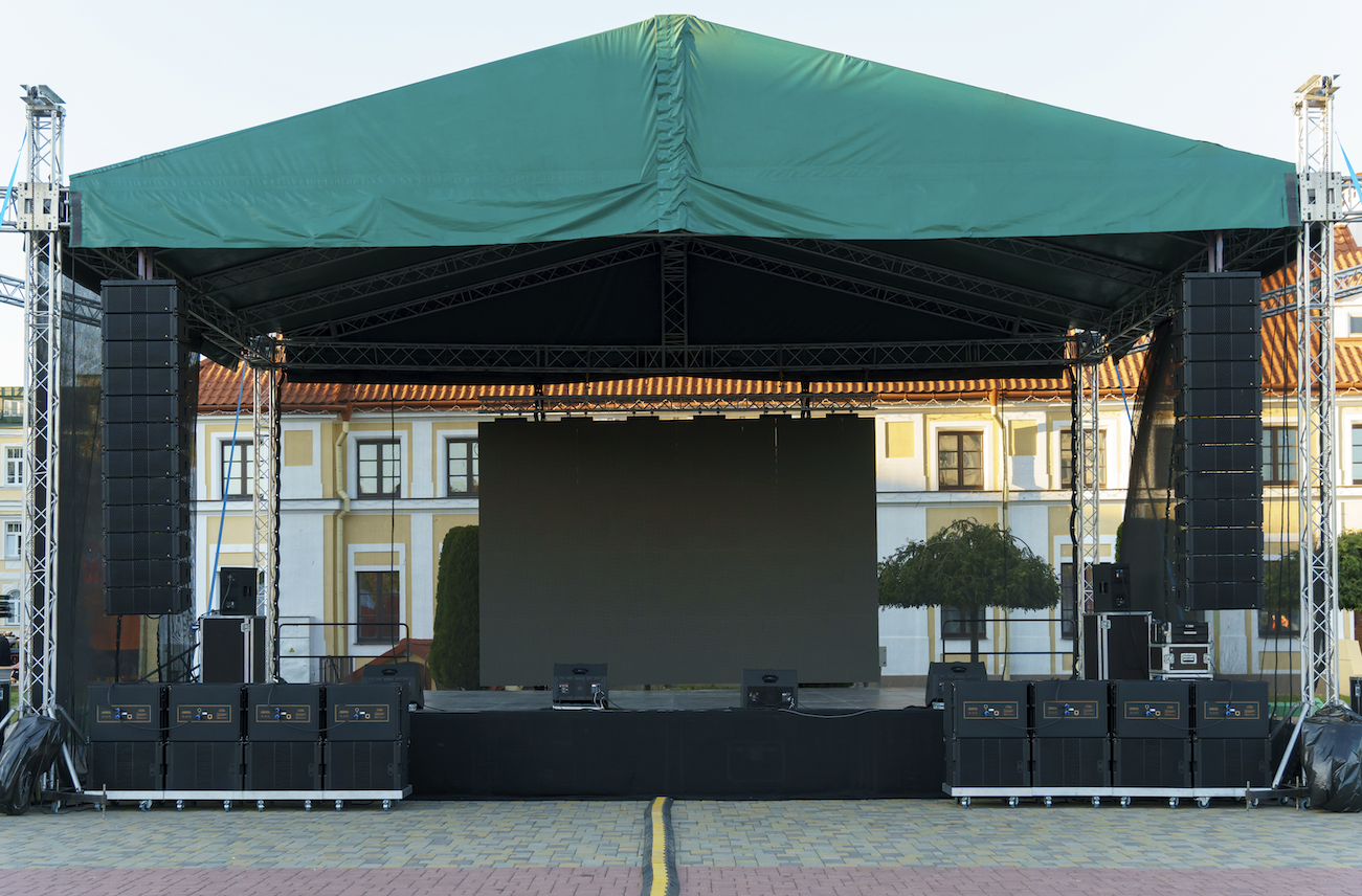 Modular event stage rental setup for a Dallas Fort Worth corporate program
