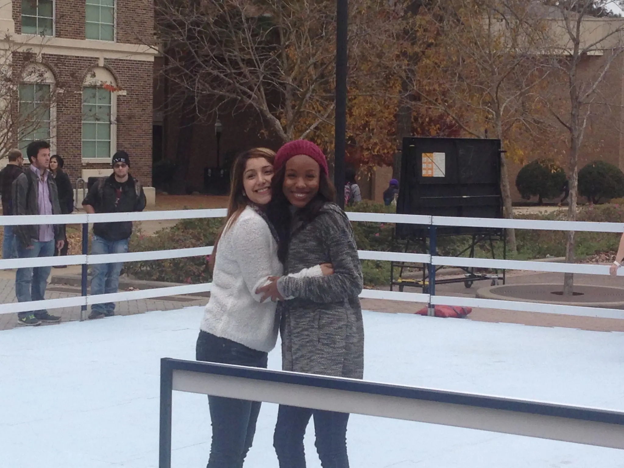 Synthetic ice skating rink rental set up for a Dallas Fort Worth Christmas event