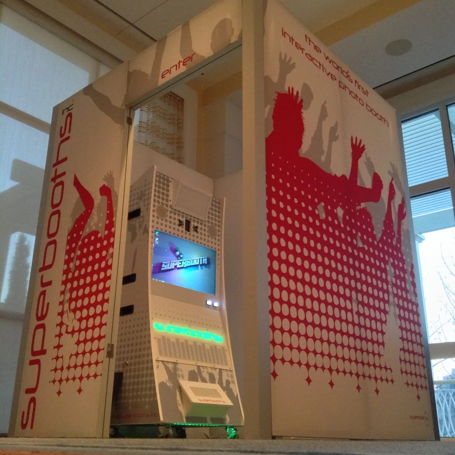 Interactive photo booth rental setup at a Dallas Fort Worth event