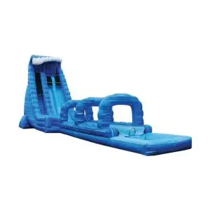 Inflatable water slide rental at a Dallas Fort Worth backyard summer party