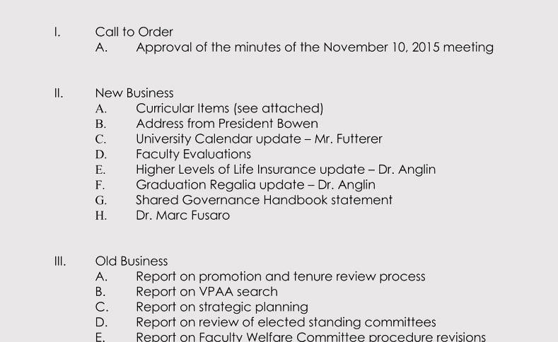 Agenda for Event Planning